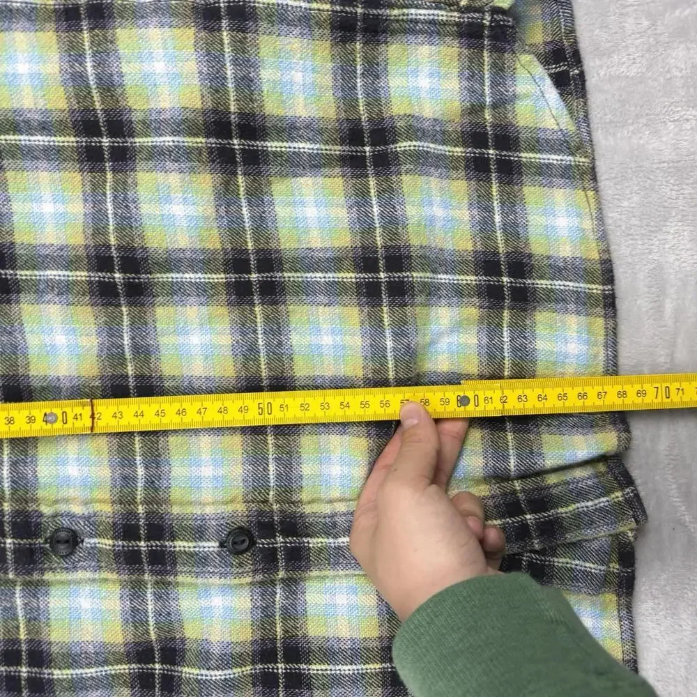 Levi’s Plaid Flannel Shirt Relaxed Fit Green Blue Yellow Men’s Medium Grunge - Picture 11 of 11